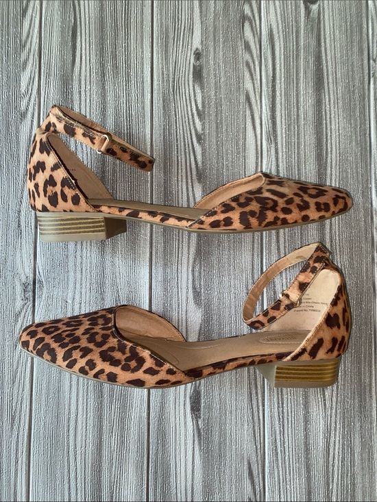 Lane Bryant Shoes - Lane Bryant Leopard-Print Ankle-Strap Flats - Brown/Tan Size 11W